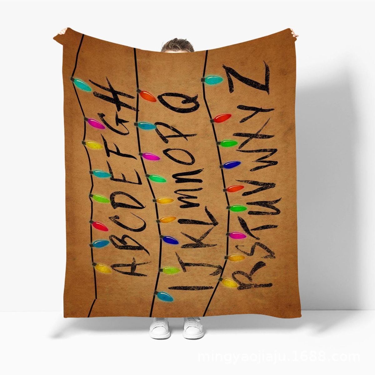 Long-lasting Blanket Cozy Cartoon Alphabet Blanket Super Soft for Home Brown