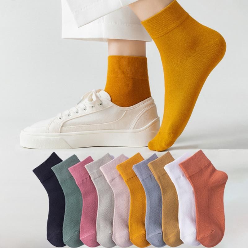 3pairs set cotton socks for women crew long breathable casual short tube black white fashion solid colors ankle Spring Autumn