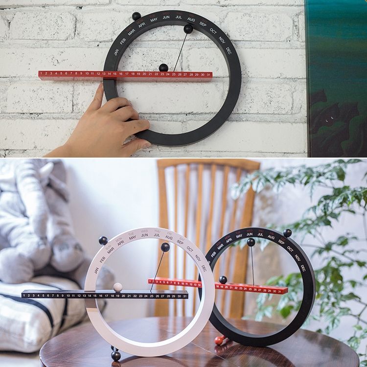 Manual Manual Calendar Ornament Creative Gift Home Decorations(Black And Red)