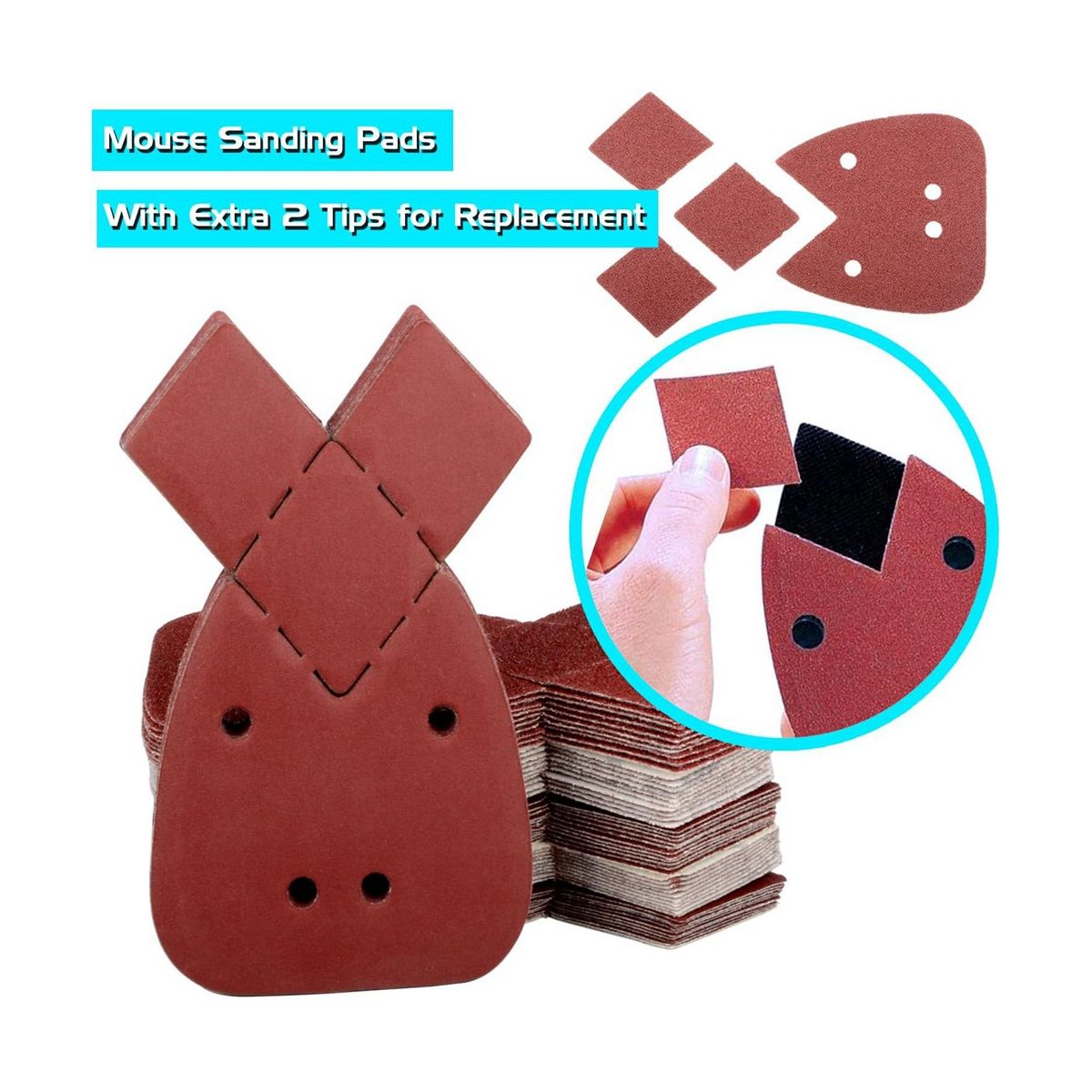60Pcs Sander Pads, 10 x 40/60/80/120/180/240 Mouse Sander Pads Mixed, Mouse Sanding Pads