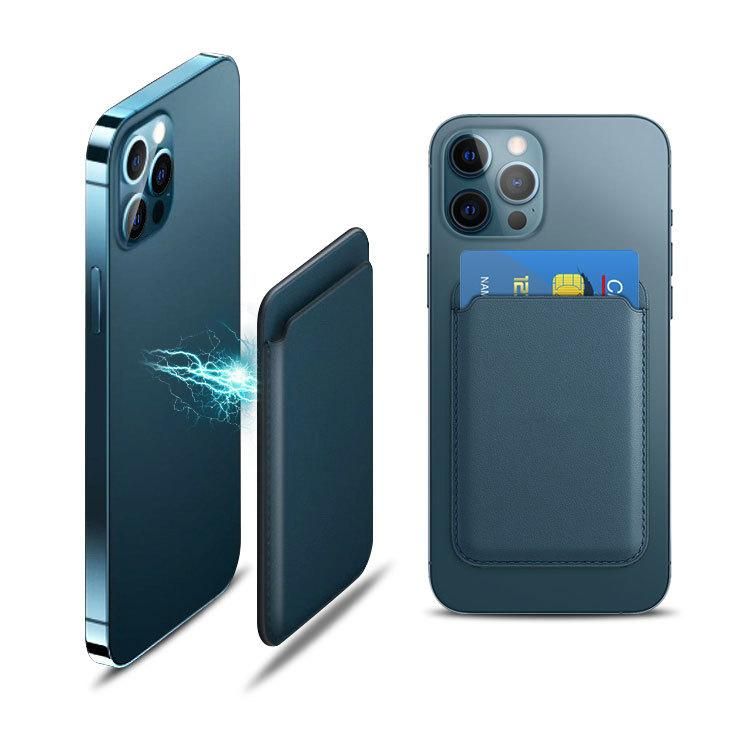 Suitable for Apple Magsafe magnetic suction card holder iPhone leather magnet back sticker card holder iPhone13PU card holder Packed in a transparent case