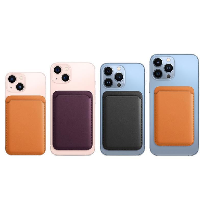 Suitable for Apple Magsafe magnetic suction card holder iPhone leather magnet back sticker card holder iPhone13PU card holder Packed in a transparent case