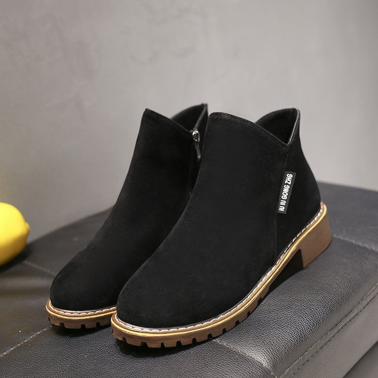 Women's Low Heel Casual Boots - Black
