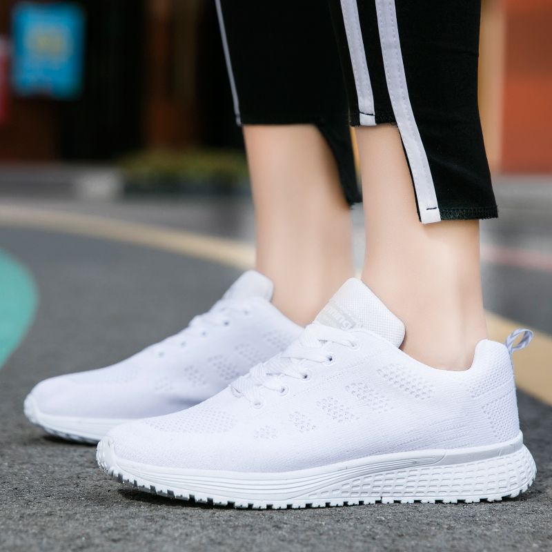 Women's Fashion Solid Color Sneakers - White