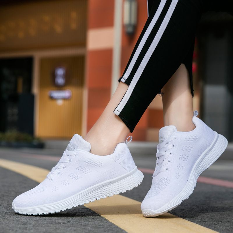 Women's Fashion Solid Color Sneakers - White