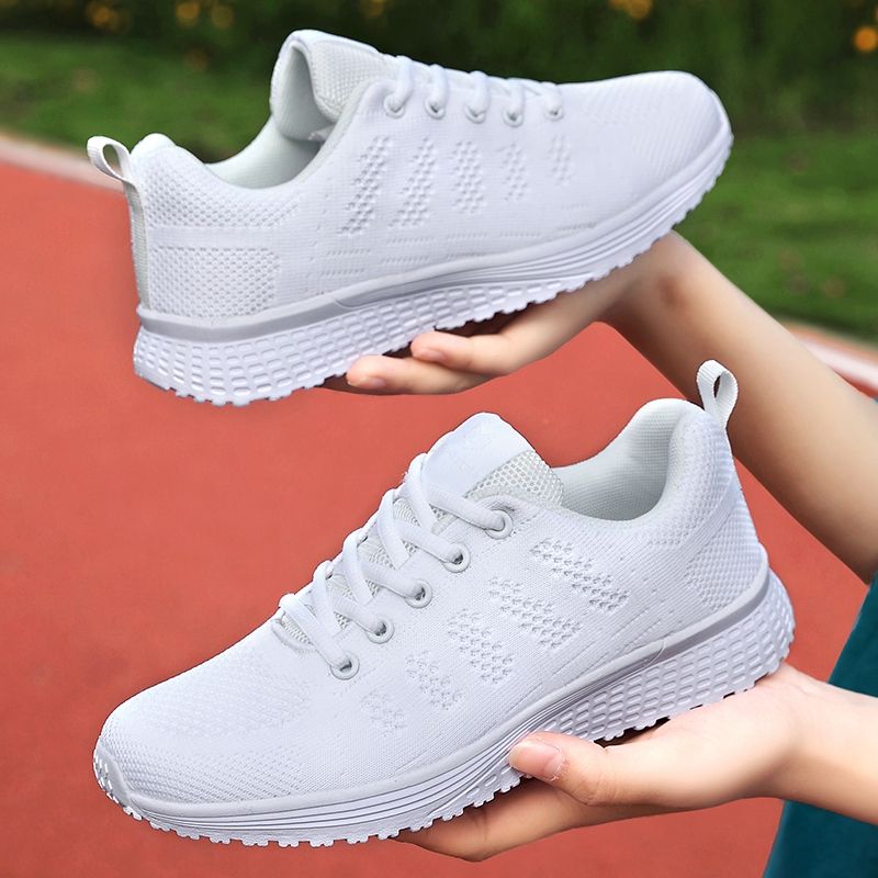 Women's Fashion Solid Color Sneakers - White