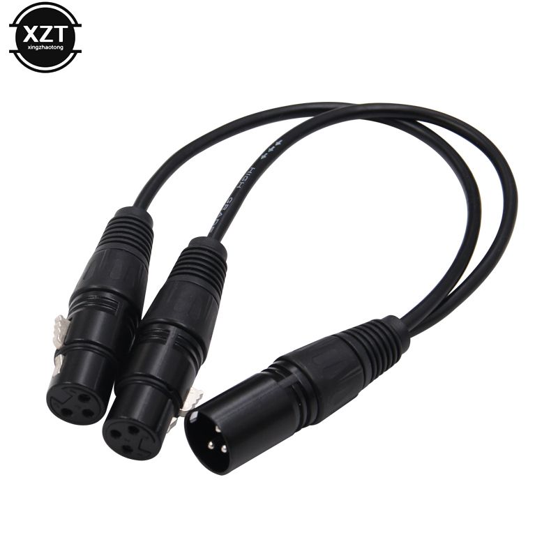 3-Pin XLR Male Plug To Dual 2 Female Jack Y Splitter Mic DJ