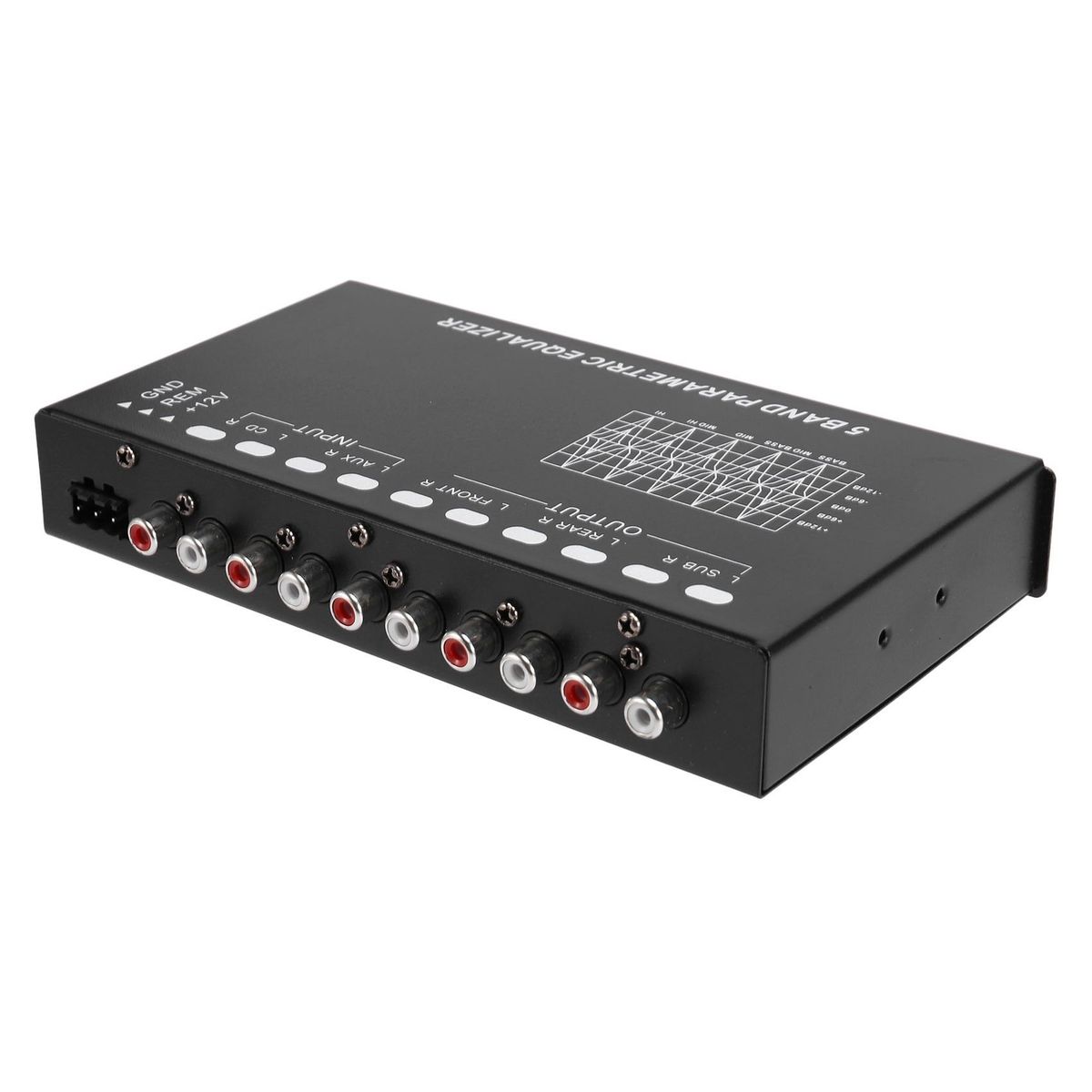 5-Band Car Audio Equalizer, Adjustable 5 Bands EQ Car Amplifier Graphic Equalizer with CD/AUX Input Select Switch,Black