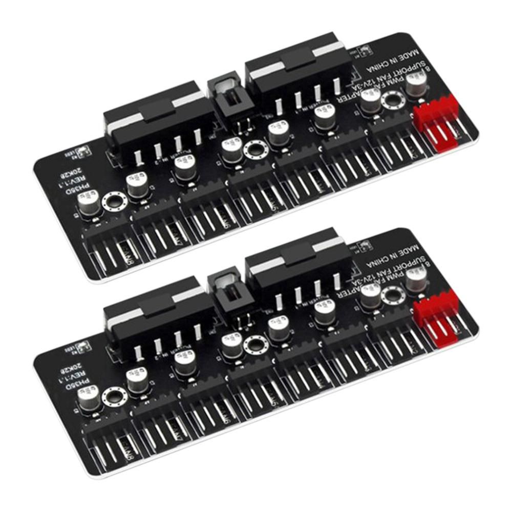 2PCS PWM Fan Hub Desktop Computer CPU Fan Expander Supports