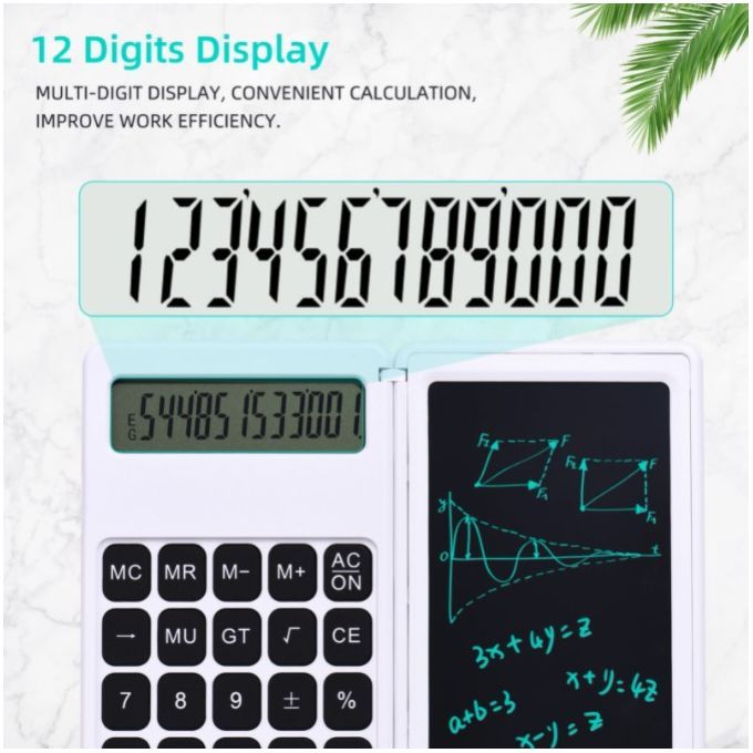 Foldable Calculator 6 Inch LCD Writing Tablet Digital Drawing Pad 12 Digits Display With Stylus Pen