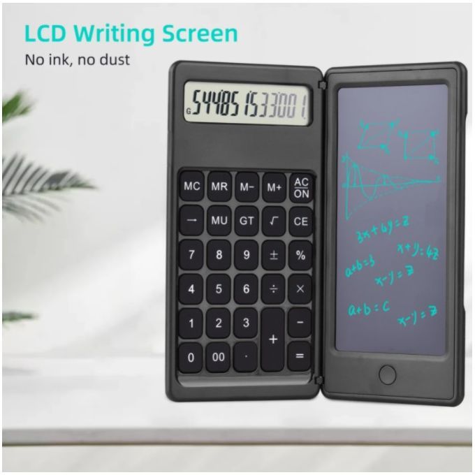 Foldable Calculator 6 Inch LCD Writing Tablet Digital Drawing Pad 12 Digits Display With Stylus Pen