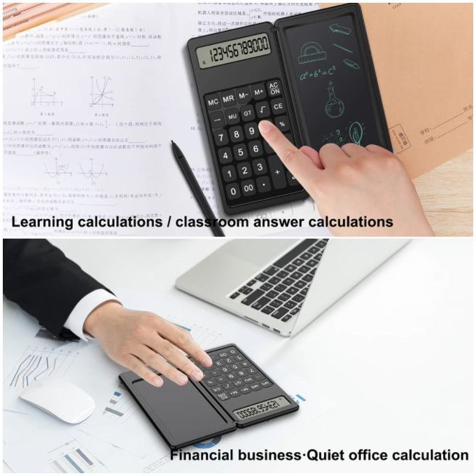 Foldable Calculator 6 Inch LCD Writing Tablet Digital Drawing Pad 12 Digits Display With Stylus Pen