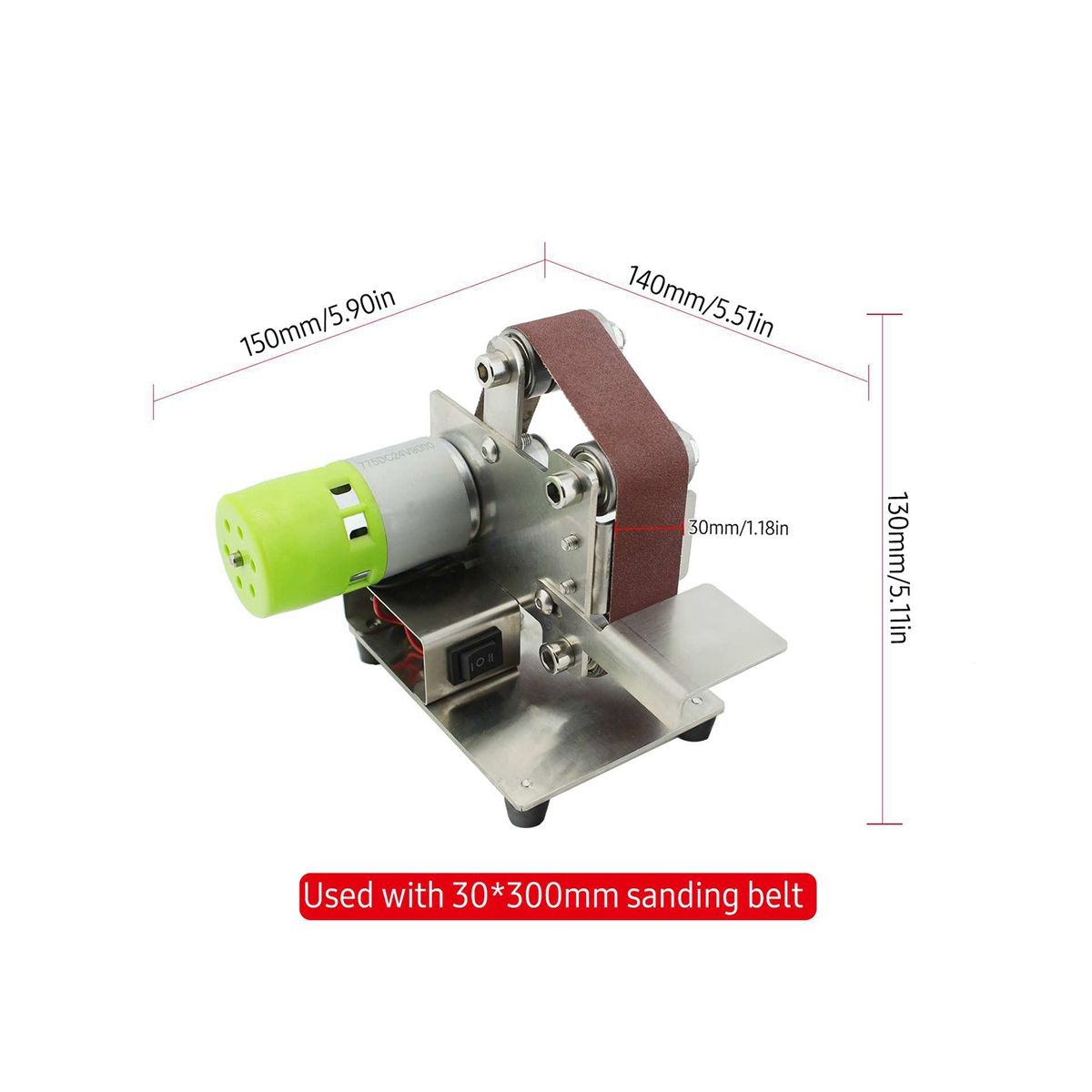 Belt Sander Electric Sanding Polishing Grinding Machine 7 Variable Speed 10 Sanding Belts for Polishing Wood EU Plug
