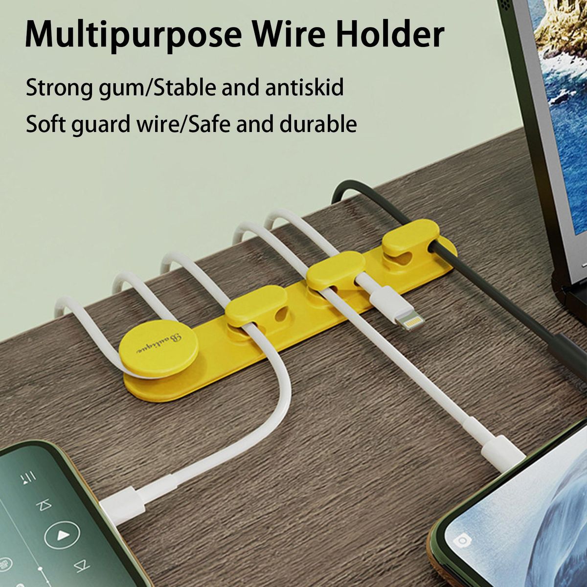 Wire Holder Desk Data Cable Securing Tool Yellow