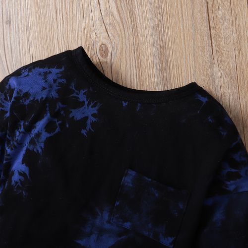 1-5Y Kid Boys Tie-dyed Long Sleeves Cotton Outfit Set -Black