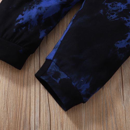 1-5Y Kid Boys Tie-dyed Long Sleeves Cotton Outfit Set -Black