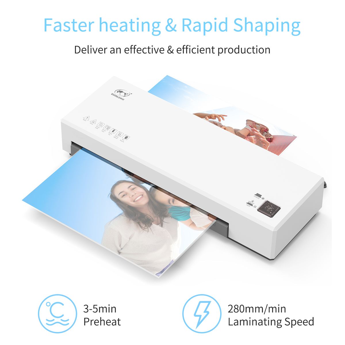 OSMILE Desktop Laminator Machine Set A4 Size Hot And Cold