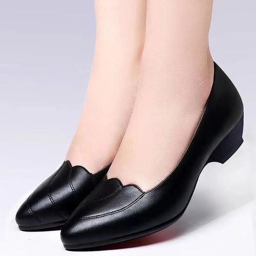 Women's Business Work Casual Leather Shoes-Black