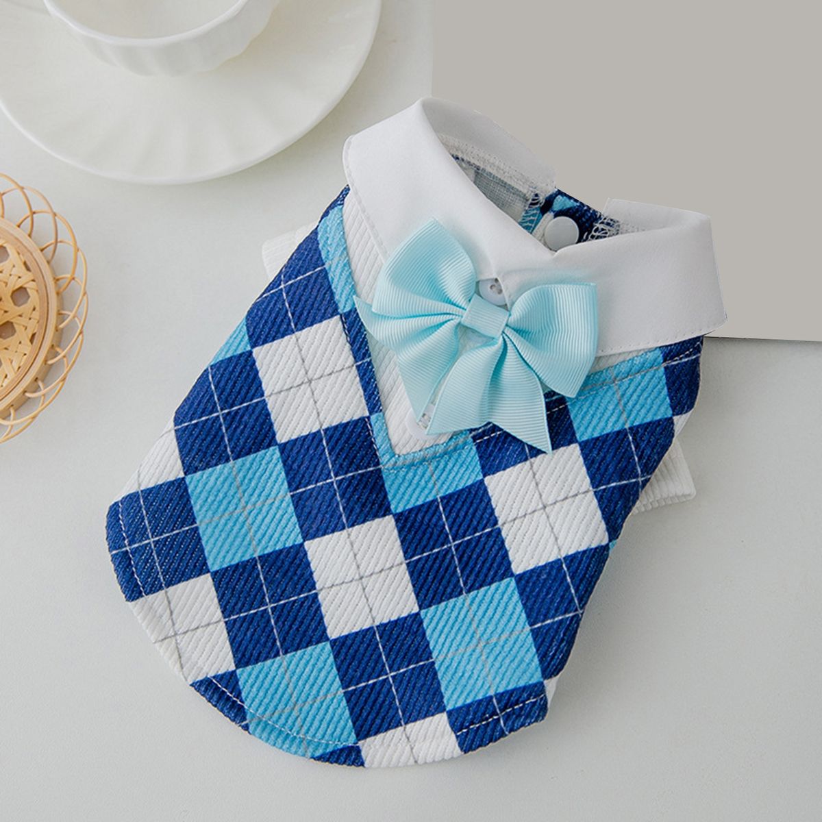 Dog Skirt College Style Summer Print Cat Dog Dress Pet Apparel Blue