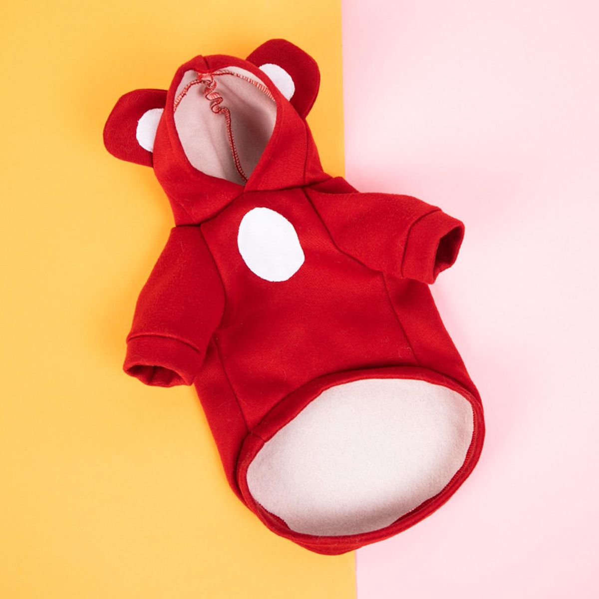 Dog Sweatshirt Bear Ear Cat Dog Hooded Two-legged Pullover Purplish Red