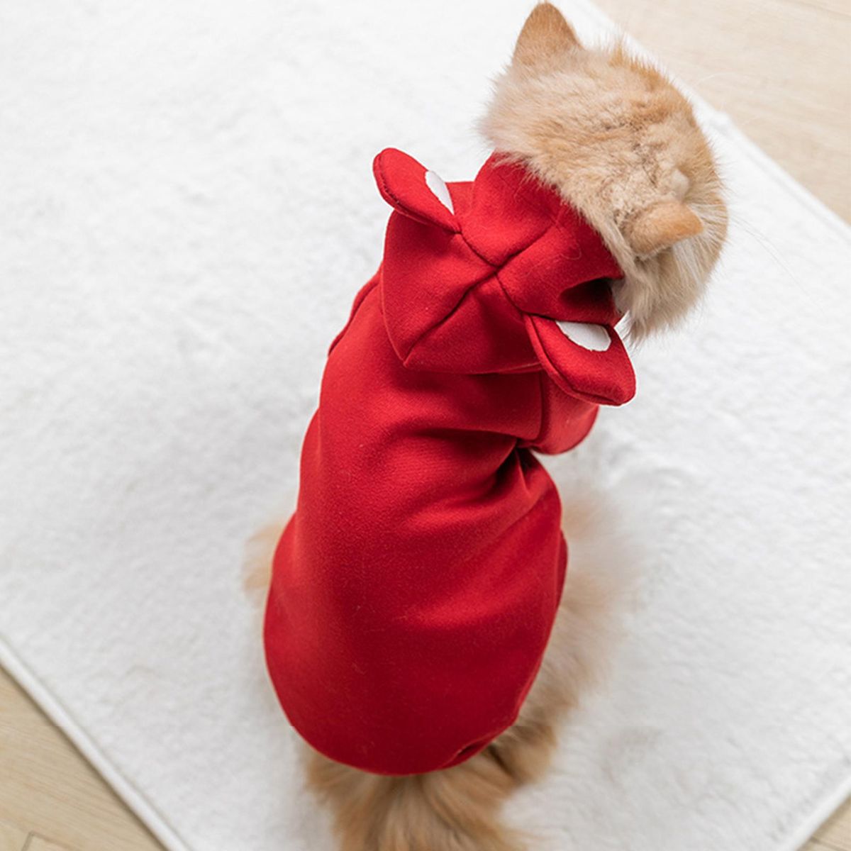 Dog Sweatshirt Bear Ear Cat Dog Hooded Two-legged Pullover Purplish Red