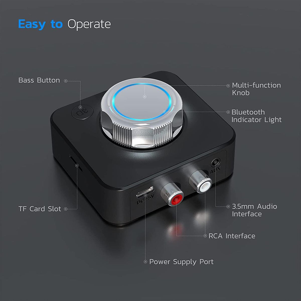 2 In 1 AUX RCA Bluetooth Wireless Audio Receiver Stereo Music Adapter