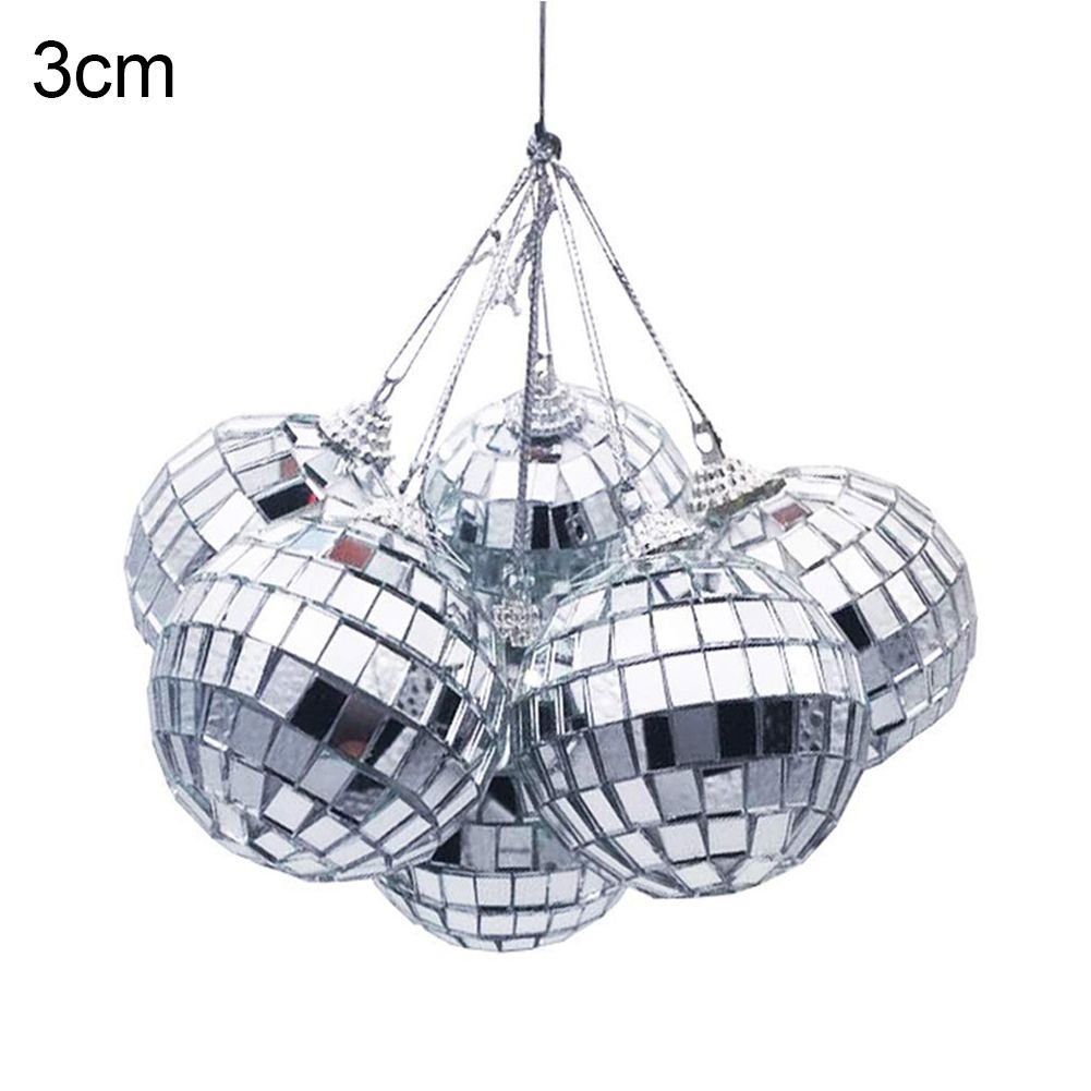 6Pcs Mirror Glass Disco Ball Ornament Christmas Tree-