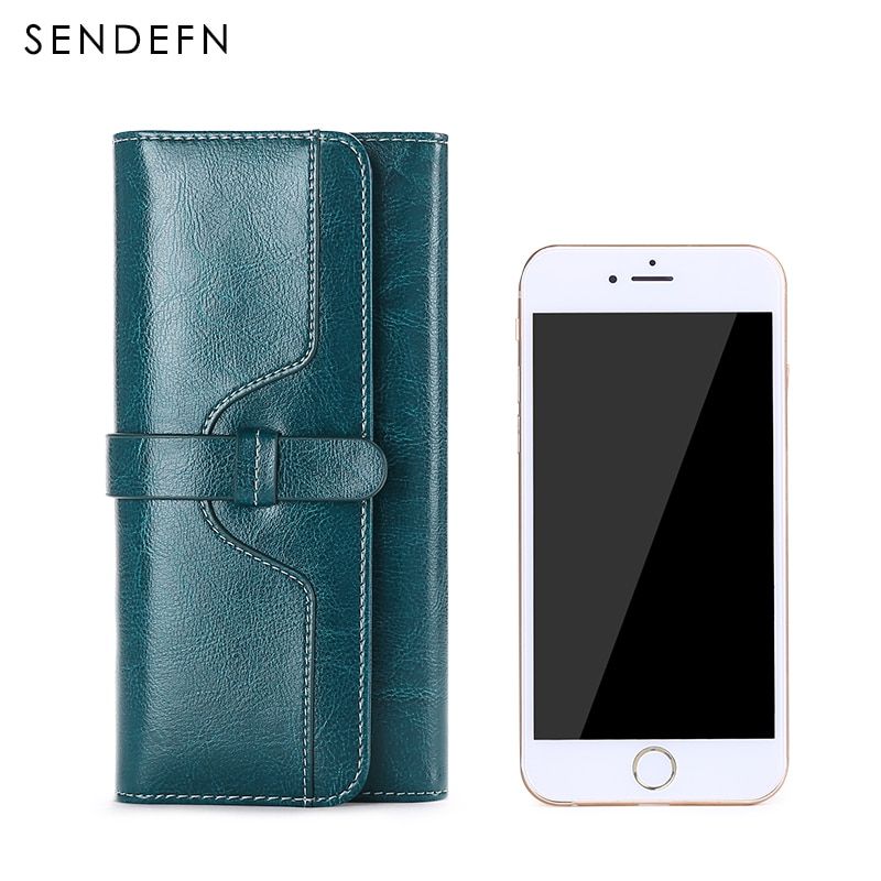 SENDEFN Women Wallet Button Wallet Women Large Capacity Vintage Ladies Wallets For IPhone 7S Trend 5160-67-Blue