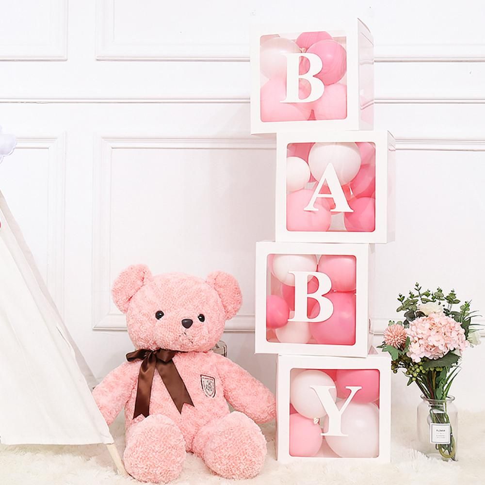 Transparent Alphabet Letters Box For Happy Birthday Wedding Decoration Table Marriage Proposal Love Wedding Decor Baby Shower 30pcs Blue Silver