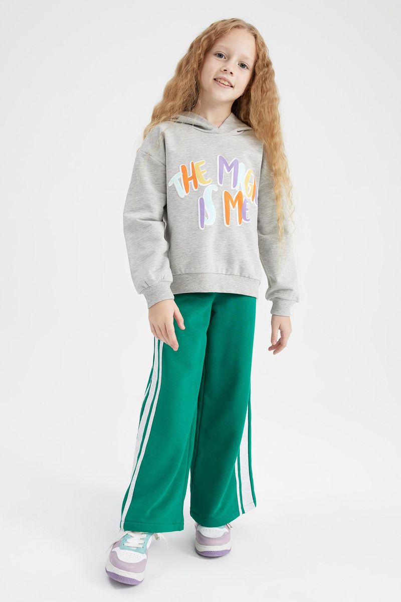 Girl - Long Sleeve Relax Fit Knitted Sweat Shirt-Grey