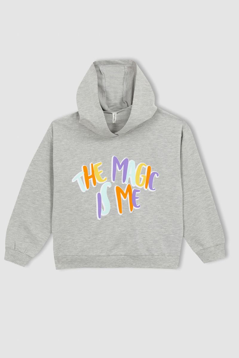 Girl - Long Sleeve Relax Fit Knitted Sweat Shirt-Grey
