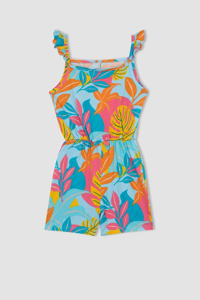 Girl Casual Regular Fit Sleeveless Jump Suit - Turquoise