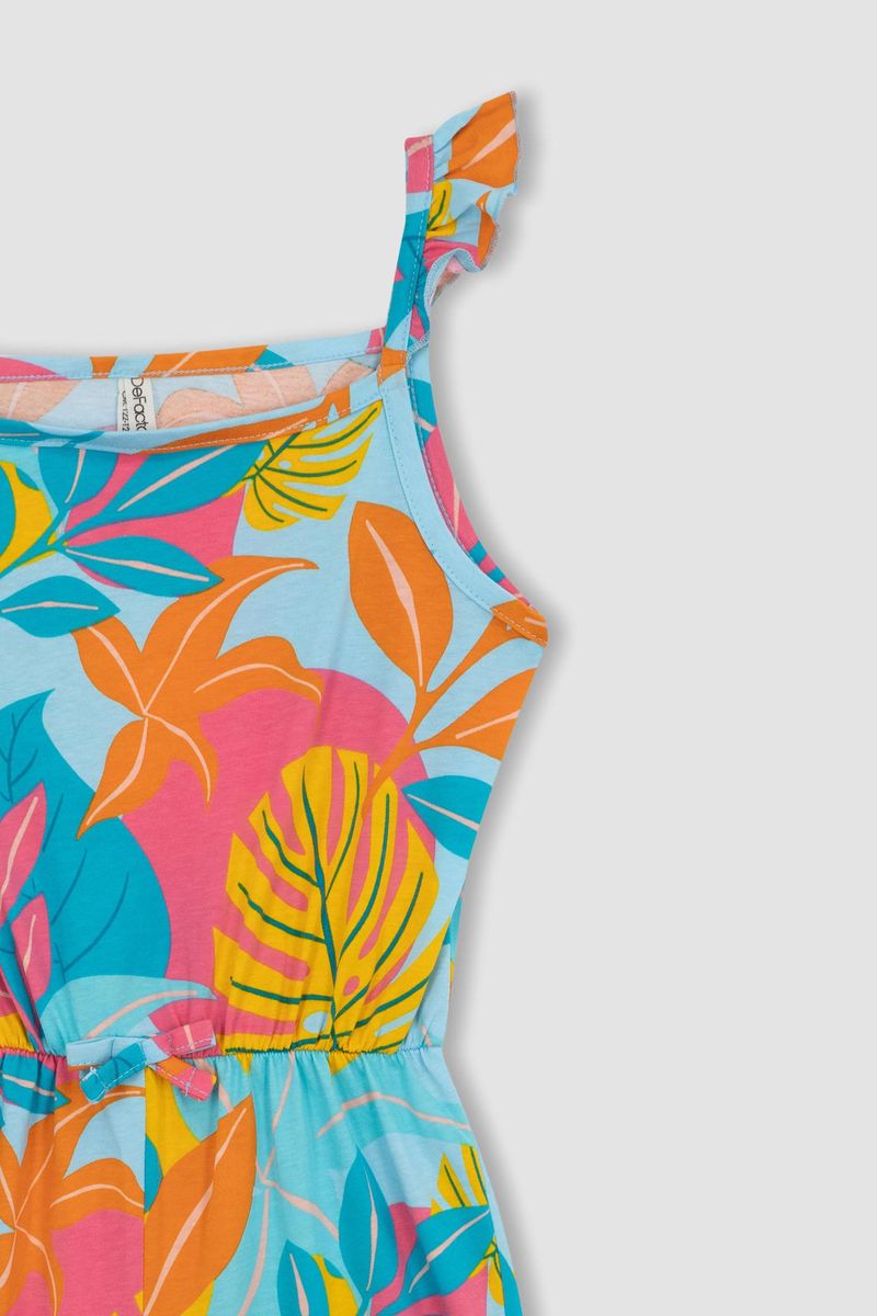Girl Casual Regular Fit Sleeveless Jump Suit - Turquoise