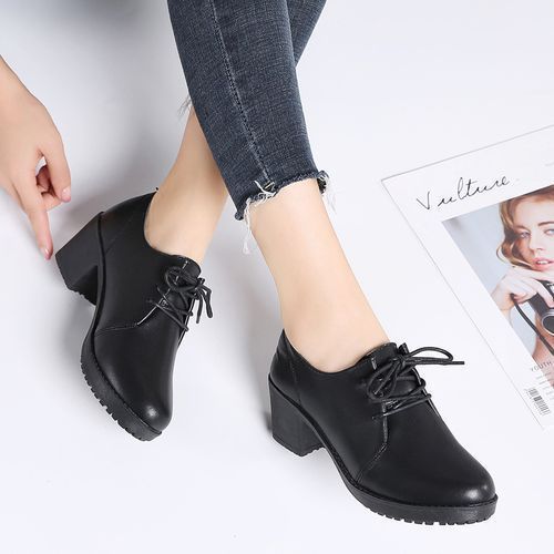 Ladies Patent Corporate Casual High Heel Shoe-Black