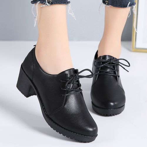 Ladies Patent Corporate Casual High Heel Shoe-Black