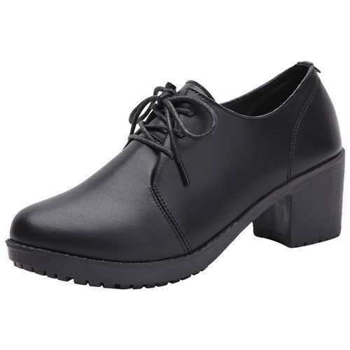 Ladies Patent Corporate Casual High Heel Shoe-Black
