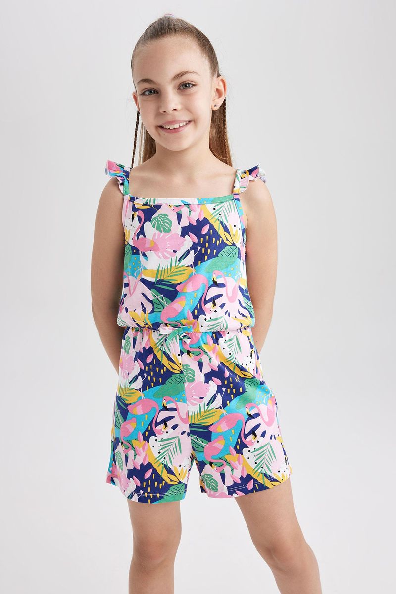 Girl Casual Regular Fit Sleeveless Jump Suit - Pink