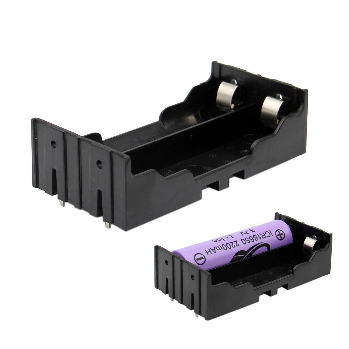 DIY 2-Slot 18650 Holder With Pins - Black