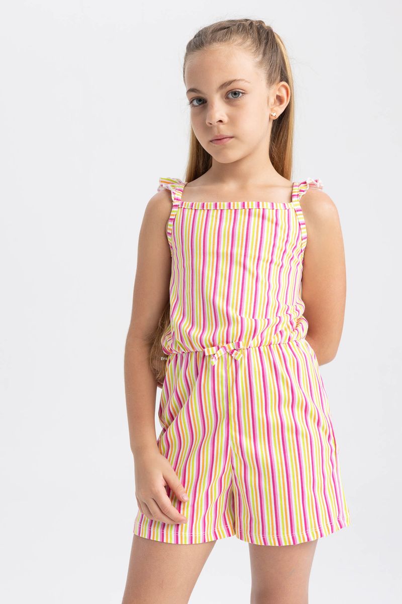 Girl Casual Regular Fit Sleeveless Jump Suit - White