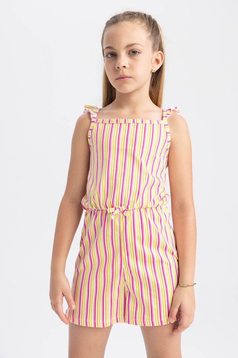Girl Casual Regular Fit Sleeveless Jump Suit - White