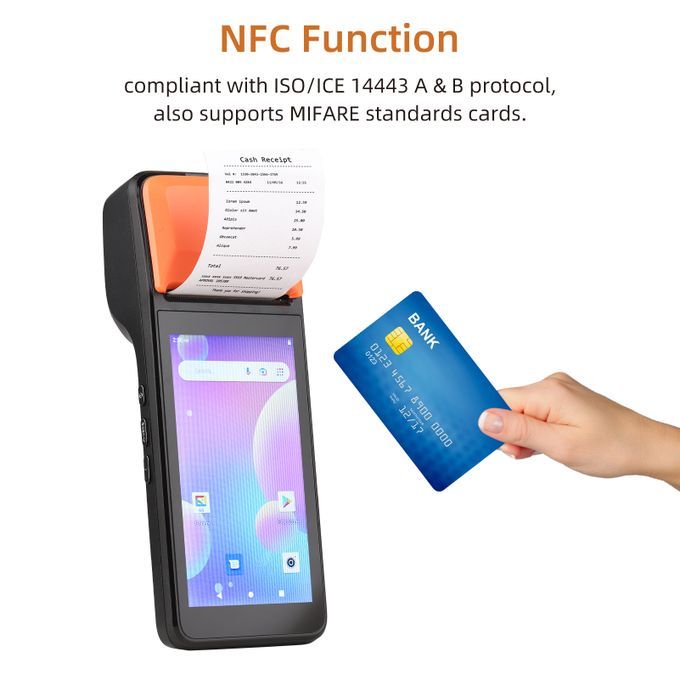 Handheld 3G POS Receipt Printer Android 8.1 1D/2D Barcode Scanner PDA Terminal - NFC Version