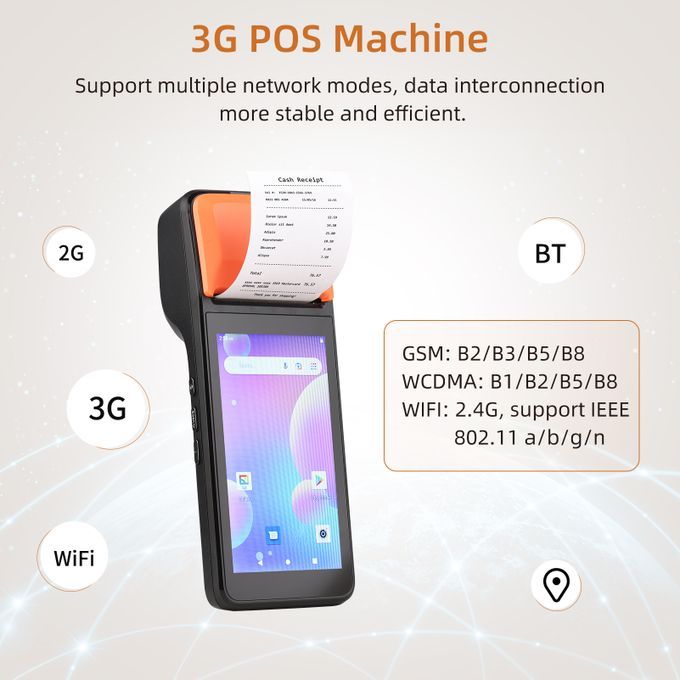 Handheld 3G POS Receipt Printer Android 8.1 1D/2D Barcode Scanner PDA Terminal - NFC Version