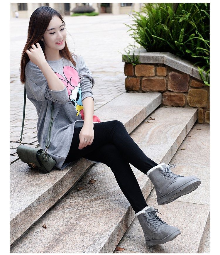 Women's Flat Winter Fur Lined Cotton Snow Boots