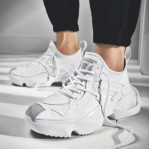 Light Weight Thick Soled Sneakers- White