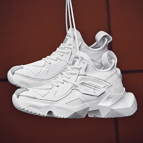 Light Weight Thick Soled Sneakers- White