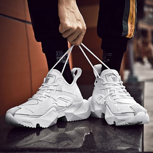 Light Weight Thick Soled Sneakers- White