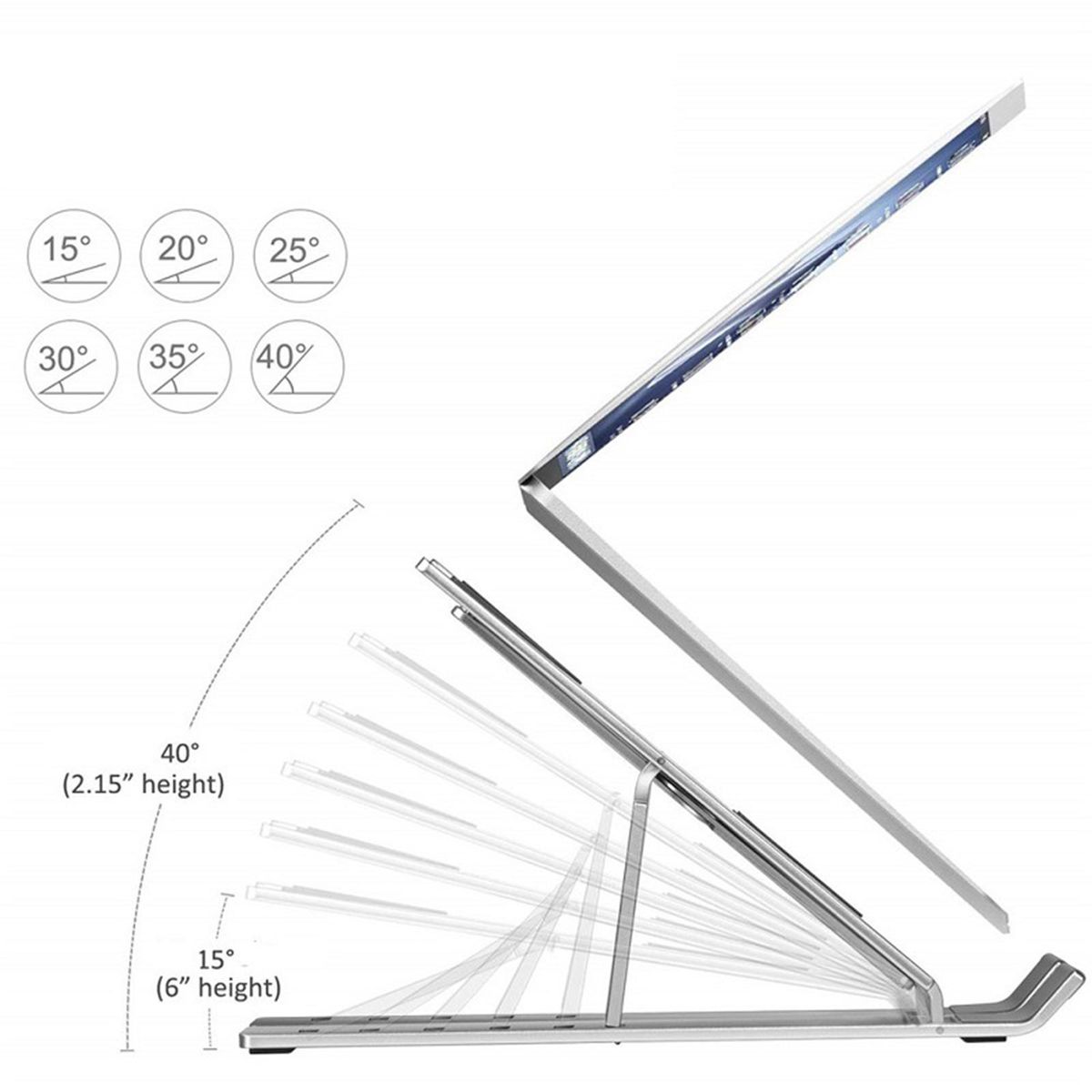 L1 Ergonomic Laptop Stand with Key Adjustment Foldable Notebook Riser Portable Aluminum Alloy Computer Holder for Laptop Tablets within 10''-17.3'' Black