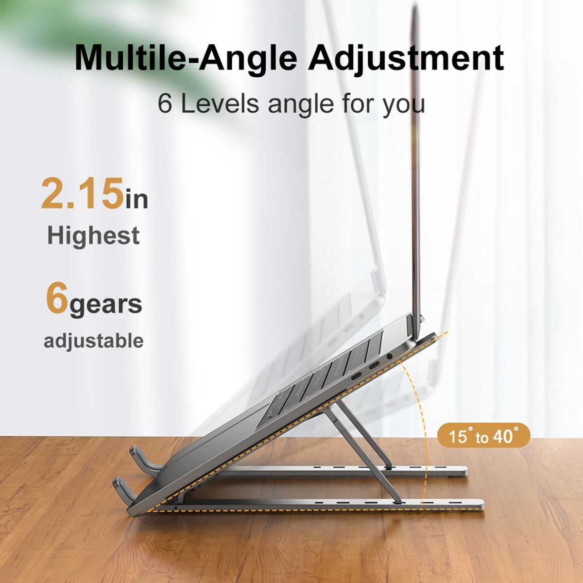 L1 Ergonomic Laptop Stand with Key Adjustment Foldable Notebook Riser Portable Aluminum Alloy Computer Holder for Laptop Tablets within 10''-17.3'' Black