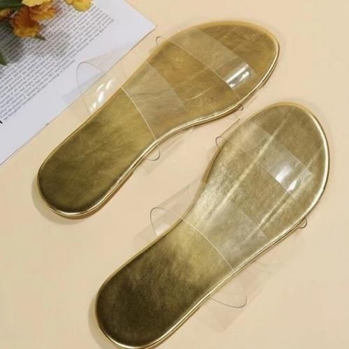 2022 New Flat Bottom Open Toe Transparent Large Size European And Beautiful Slippers