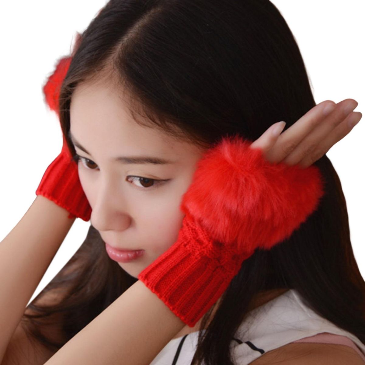 1 Pair Female Cold Winter Women Red